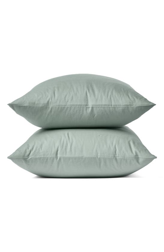 Coyuchi Set Of 2 Organic Crinkled Percale Pillowcases In Sage