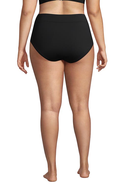 Lands' End Plus Size Tummy Control High Waisted Bikini Swim Bottoms In Black