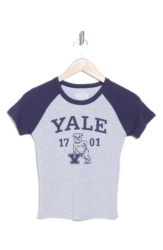Shop Vinyl Icons Yale Cotton Blend Graphic T-shirt In Heather Grey