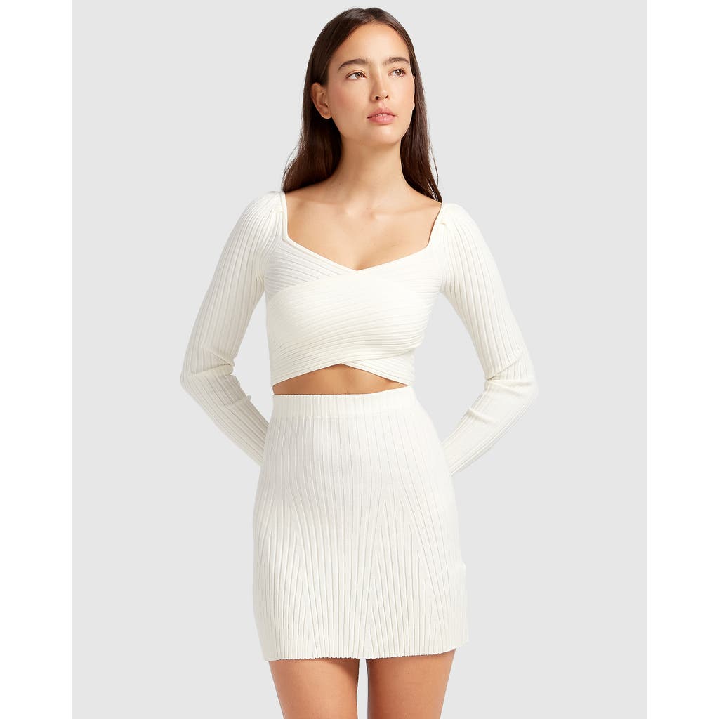 Belle & Bloom C'est Belle Knit Mini Skirt In Cream