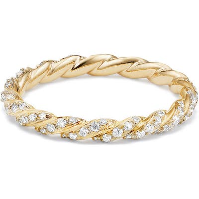 David Yurman 2.7mm Paveflex Ring With Diamonds In 18K Gold