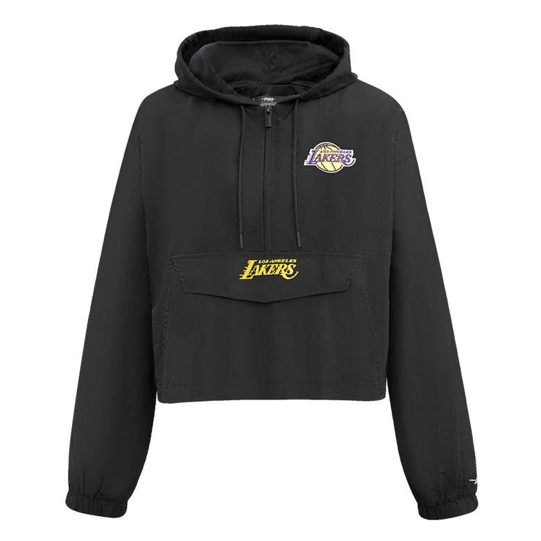 Shop Pro Standard Black Los Angeles Lakers Classic Wind Woven Cropped Half-zip Jacket