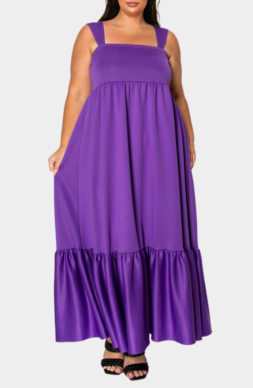 Shop L I V D Angelika Ruffle Hem Sleeveless Maxi Dress In Purple