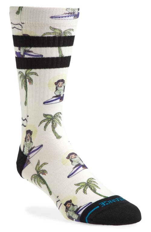 Stance Surfin' Monkey Crew Socks In White
