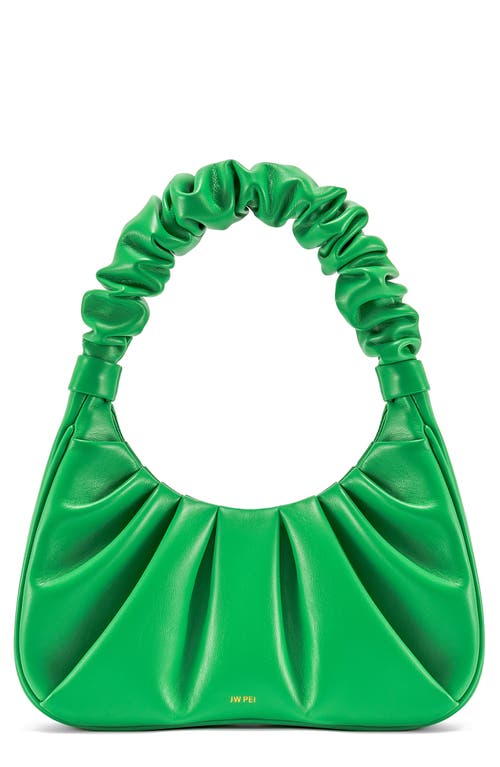 Gabbi Ruched Faux Leather Hobo in Grass Green