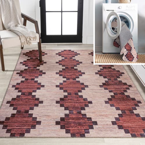 Jonathan Y Timantii Modern Trellis Kilim Machine-washable Area Rug In Red/ivory