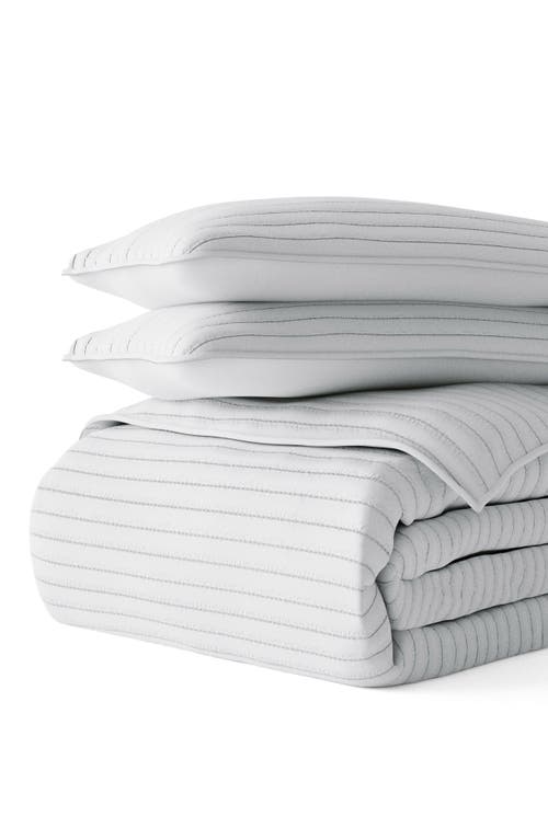 Homespun Stripe Stitch Quilt Set In Light Gray