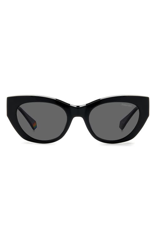 Polaroid 50mm Polarized Cat Eye Sunglasses in Black/Gray Polarized at Nordstrom