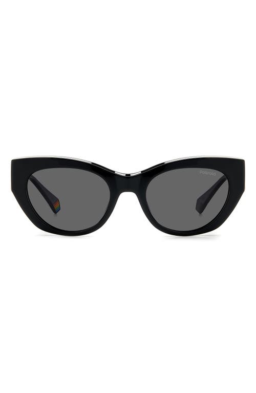 Shop Polaroid 50mm Polarized Cat Eye Sunglasses In Black/gray Polarized