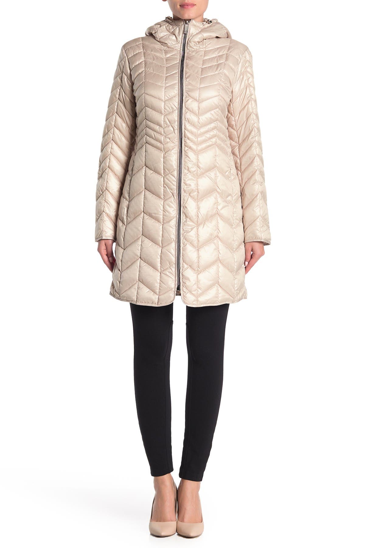 kenneth cole quilted hooded coat