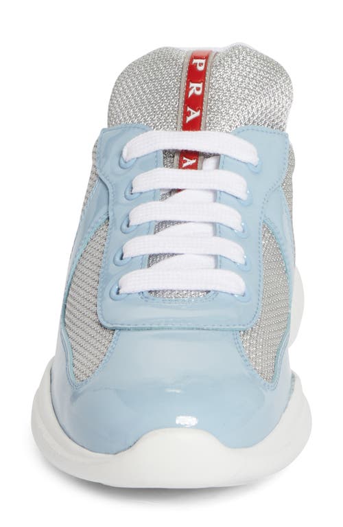 Prada Multicolor Leather And Fabric America's Cup Sneaker 25s In Celeste