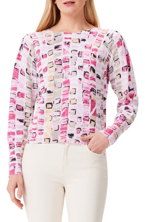 NIC+ZOE Geo Mosaic Sweater in Pink Multi