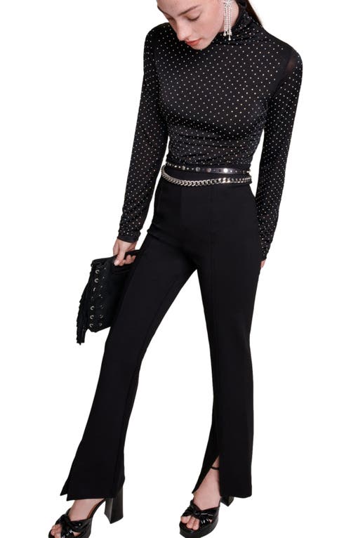 Shop Maje Black Slim-fit Trousers With Slits