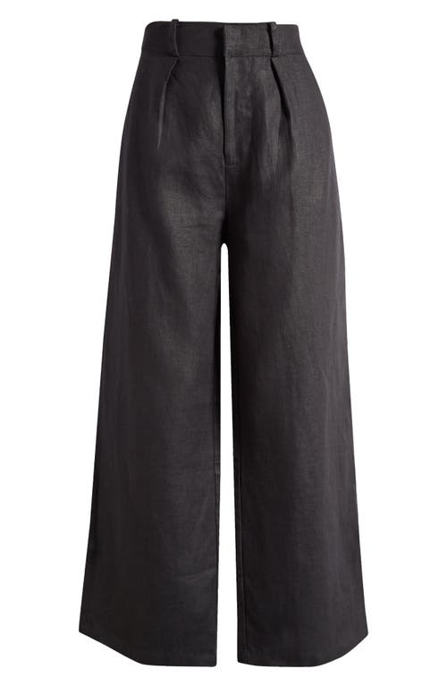 Faithfull the Brand Ida Crop Linen Pants Black at Nordstrom,