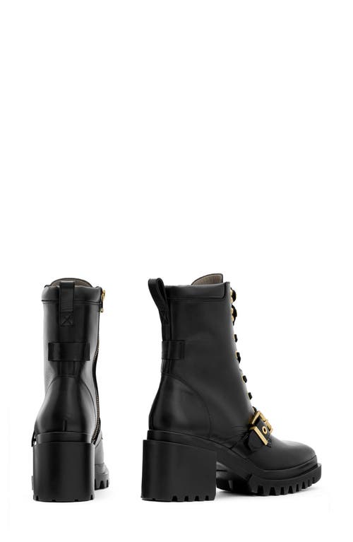 Shop Allsaints Indaria Combat Boot In Black/warm Brass