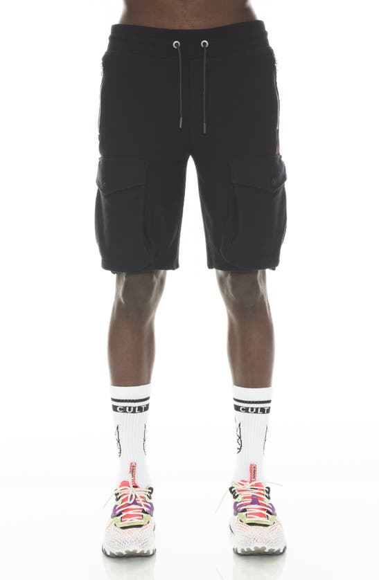Cult Of Individuality French Terry Cargo Sweat Shorts In Black