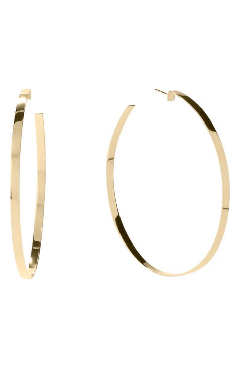 LANA 14k Gold Knife-Edge Hollow Hoop Earrings