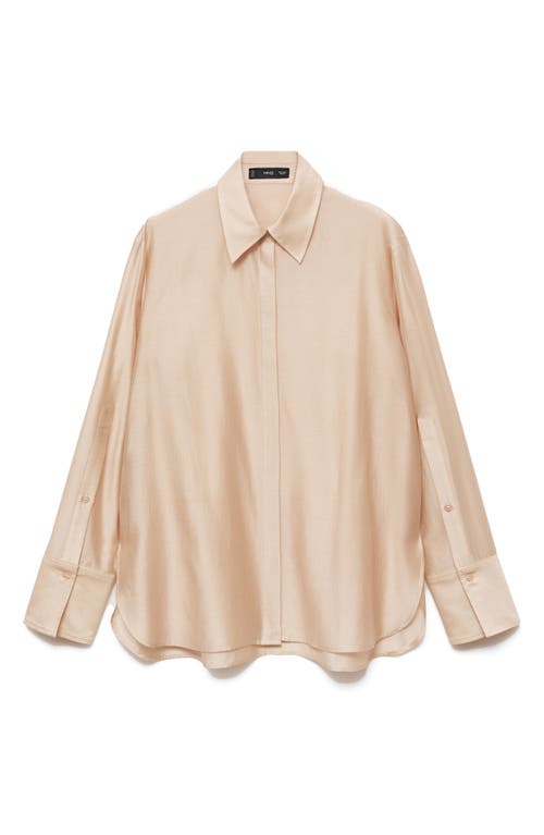 MANGO Satin Shirt in Beige 