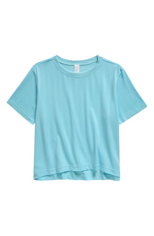 Shop Zella Girl Kids' Energy Seamless Performance T-shirt In Blue Aqua