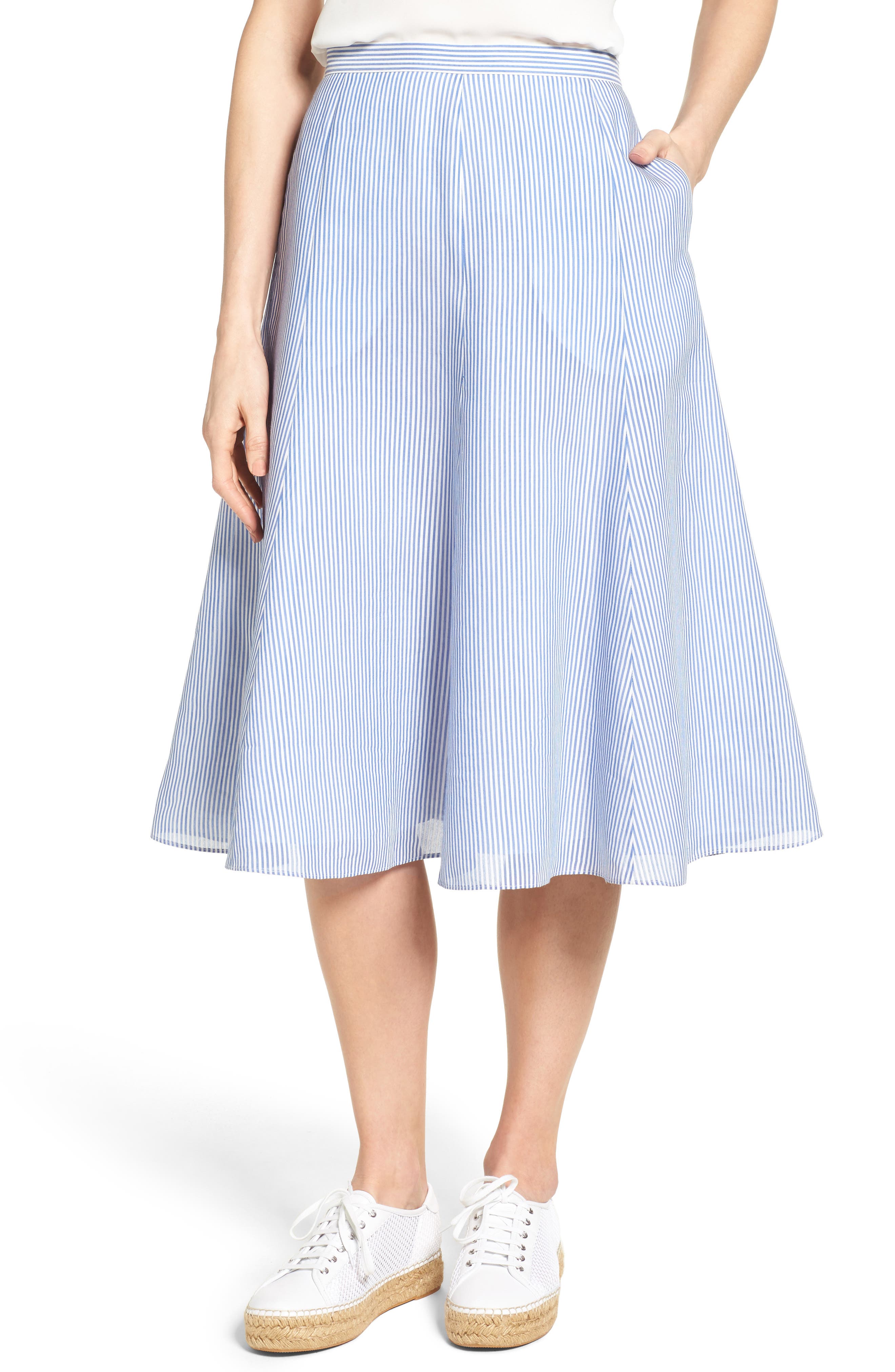 Nordstrom Collection Stripe Linen Blend Skirt Nordstrom