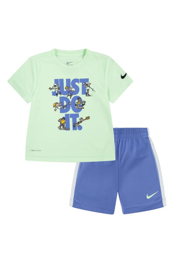 Shop Nike Kids' Dri-fit Just Do It Graphic T-shirt & Shorts Set In  Polar