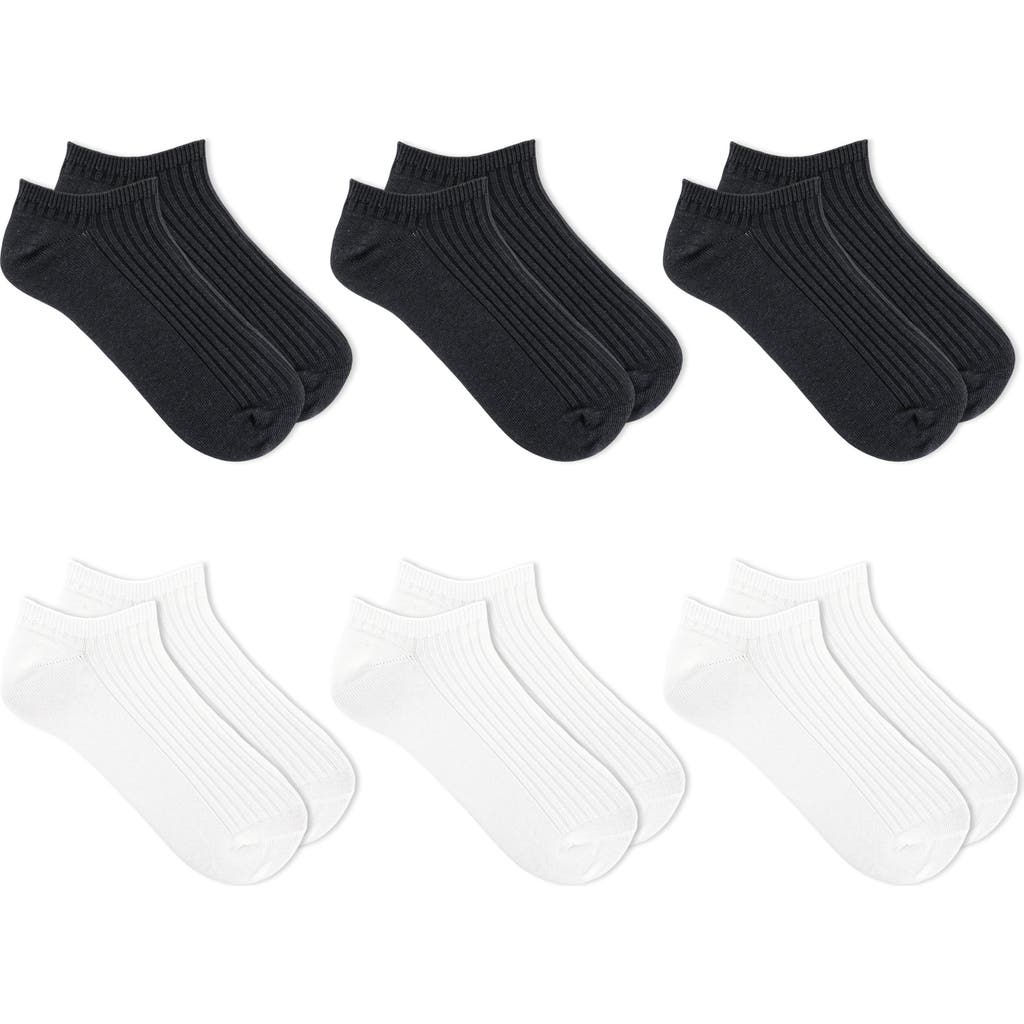 K Bell Socks 6-Pack Assorted No-Show Socks in Black White