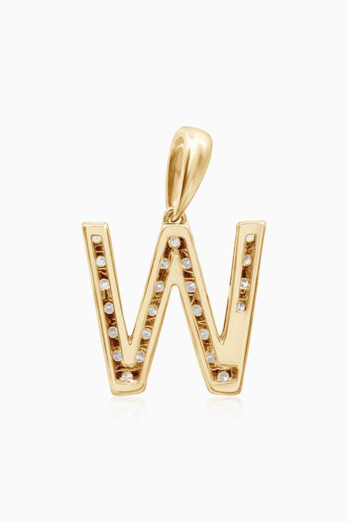 Oradina 14k Gold Luxe Letter Diamond Initial Pendant Charm In Yellow Gold - W