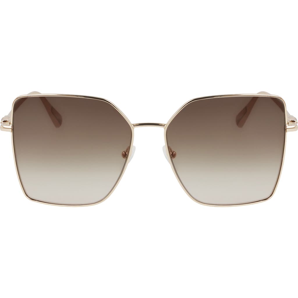 Longchamp Roseau 57mm Gradient Butterfly Sunglasses In Gold/gradient Khaki