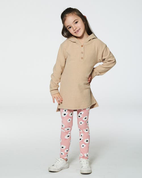 Shop Deux Par Deux Little Girl's Hooded Rib Tunic Beige In Oatmeal