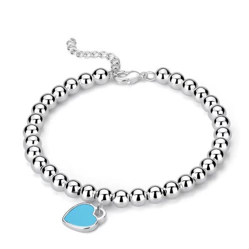 Donatello Gian Beaded Heart Charm Bracelet In Silver