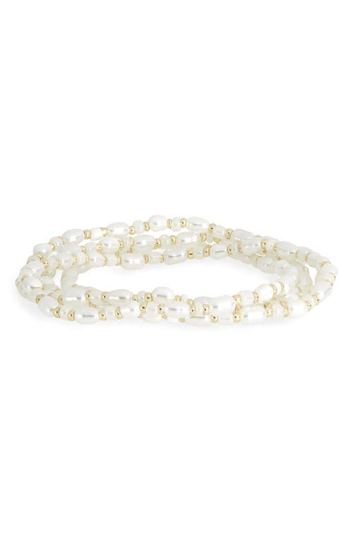 Nordstrom Imitation Pearl Convertible Bracelet/Necklace in White- Gold at Nordstrom