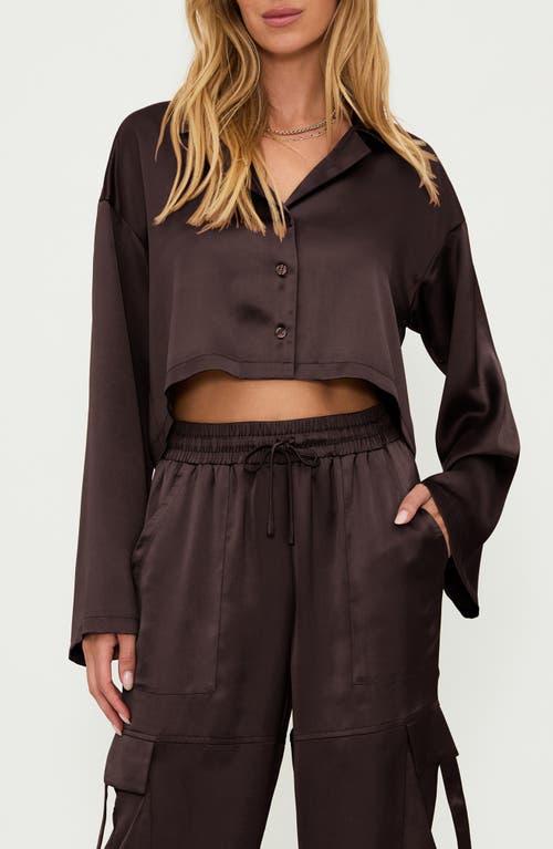 BEACH RIOT BEACH RIOT VELLA SATIN CROP BUTTON-UP SHIRT