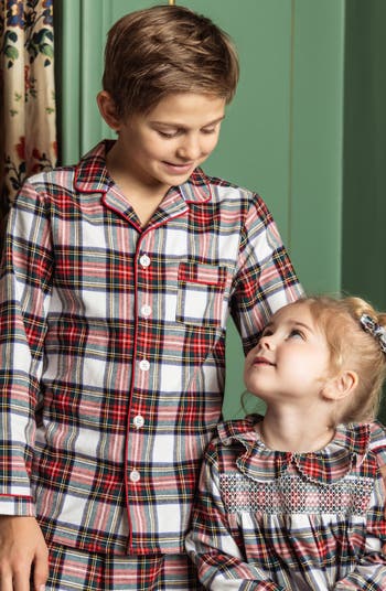 Kids' Balmoral Tartan Plaid Two-Piece Cotton Blend Pajamas