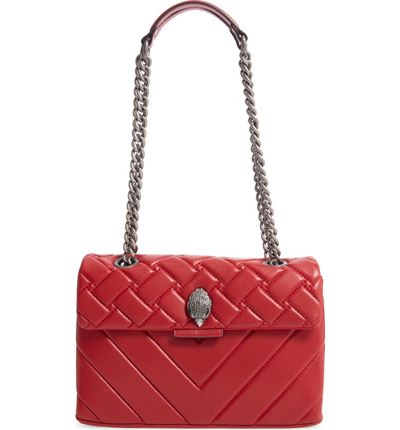 KURT GEIGER LONDON Kensington X Quilted Leather Shoulder Bag, Main, color, RED