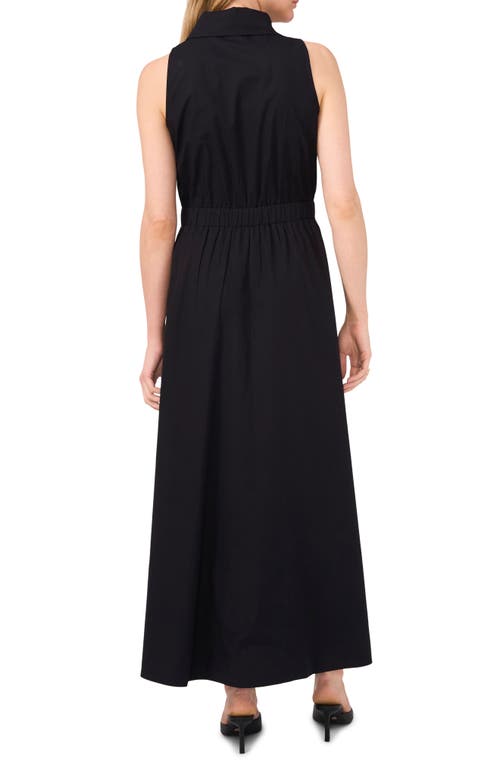 Shop Halogenr Halogen(r) Zip Front Sleeveless Cotton Maxi Sundress In Rich Black