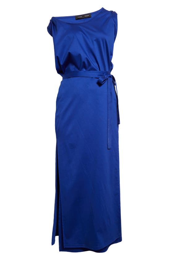 Shop Proenza Schouler Lynn Tie Back Organic Cotton Jersey Midi Dress In Cobalt