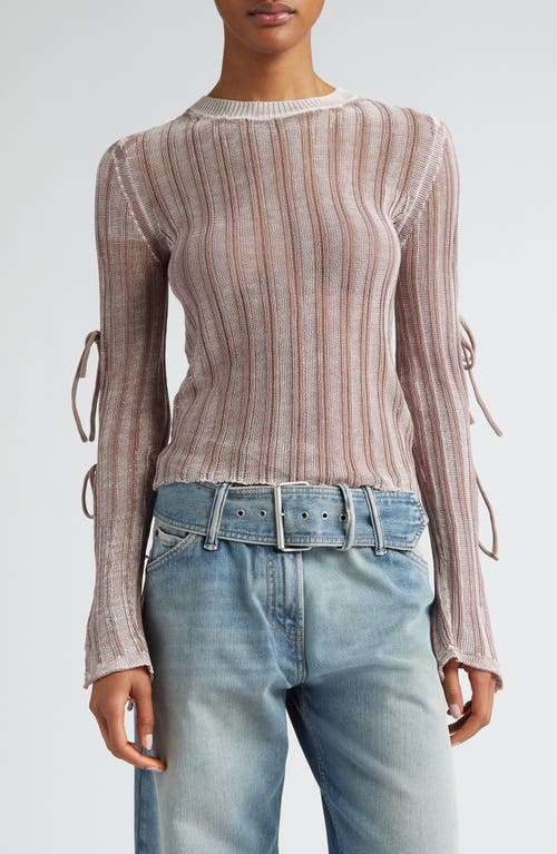Acne Studios Kidra Gummy Tie Sleeve Cotton & Nylon Sweater in Dusty Pink at Nordstrom, Size Medium