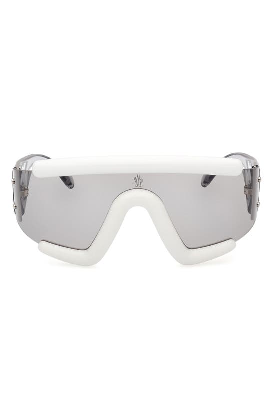 Moncler Lancer Shield Sunglasses In White Light Grey / Smoke ModeSens