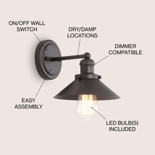 Jonathan Y July 1-light Metal Shade Sconce In Bronze/black