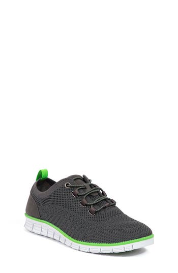Shop Deer Stags Kids' Status Jr. Knit Sneaker In Dark Grey/neon Green