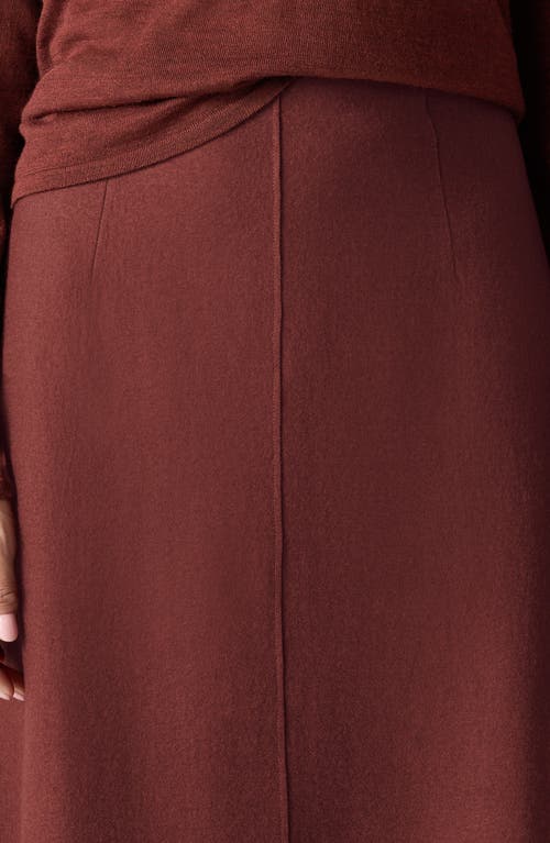 Shop Eileen Fisher Felted Wool Jersey A-line Skirt In Redwood