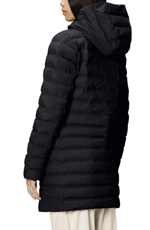 Rains Lohja Waterproof Long Puffer Jacket In Black