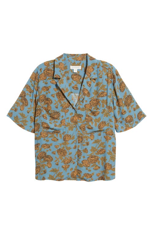 Shop Treasure & Bond Relaxed Fit Camp Shirt In Blue- Olive Boutique Floral