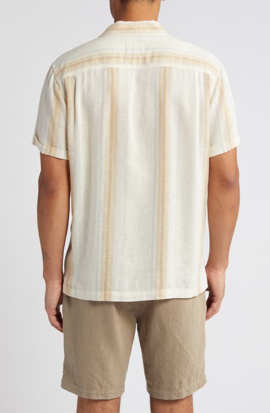 Shop Rails Amalfi Stripe Short Sleeve Linen Blend Button-up Shirt In Farro Dove Stripe