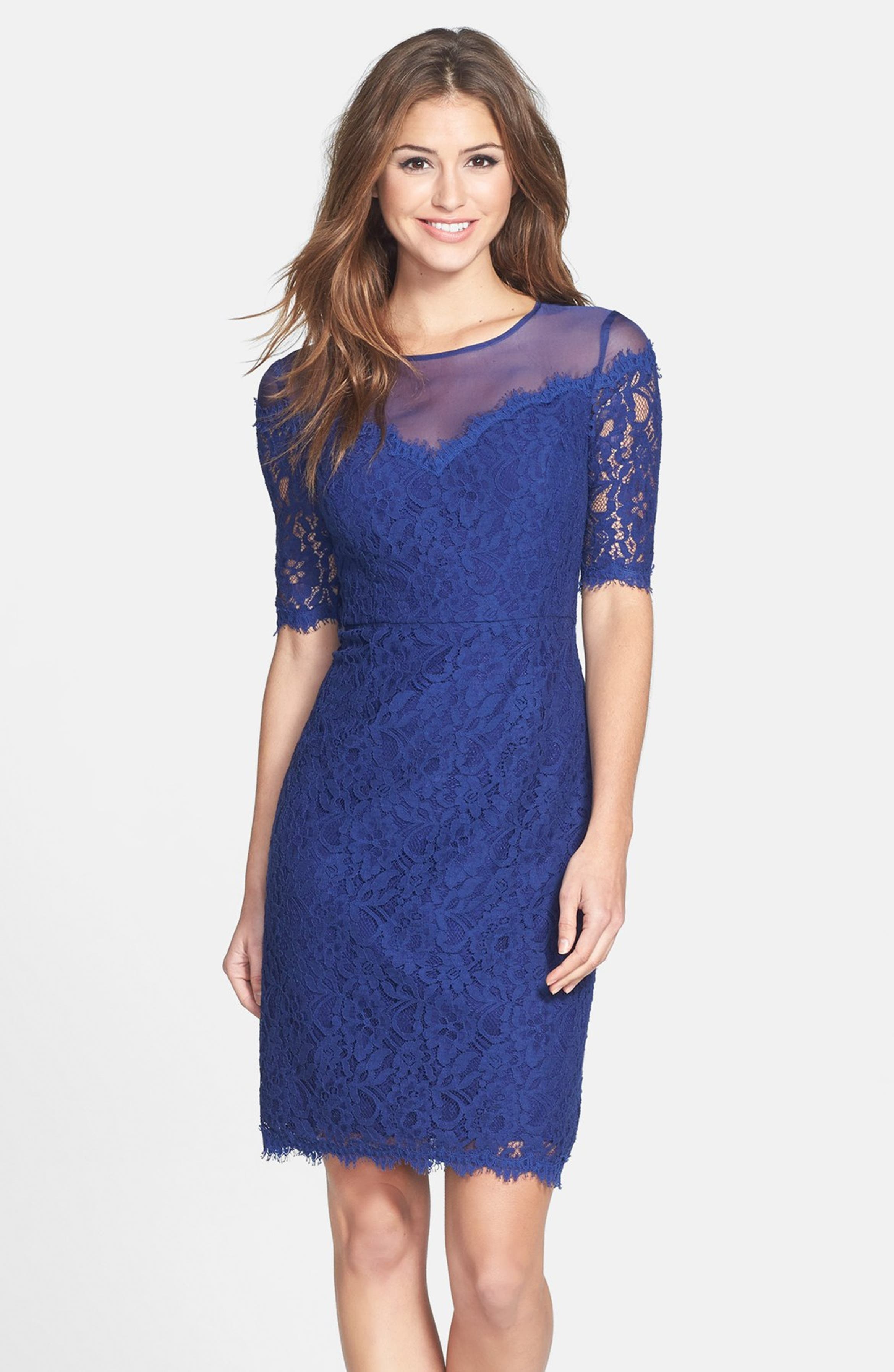 Nue by Shani Cotton Blend Lace Sheath Dress | Nordstrom