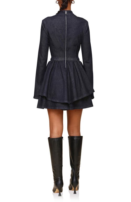 Shop Avec Les Filles Long Sleeve Denim Minidress In Victoria Wash