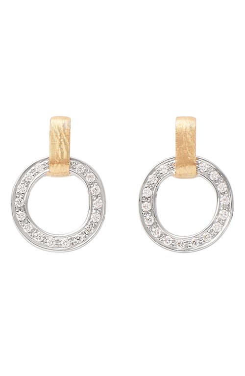 Marco Bicego 18k Yellow & White Gold Jaipur Link Diamond Flat Link Stud Earrings In Yellow Gold