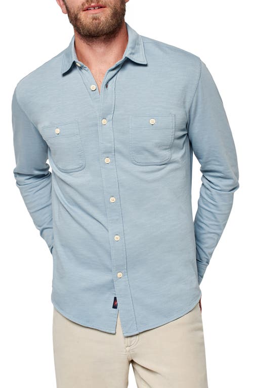 Faherty Knit Seasons Knit Button-Up Shirt in Blue Cove