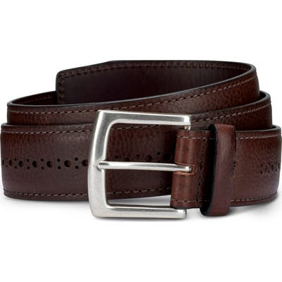 Allen Edmonds Brogue Street Leather Belt, Brown