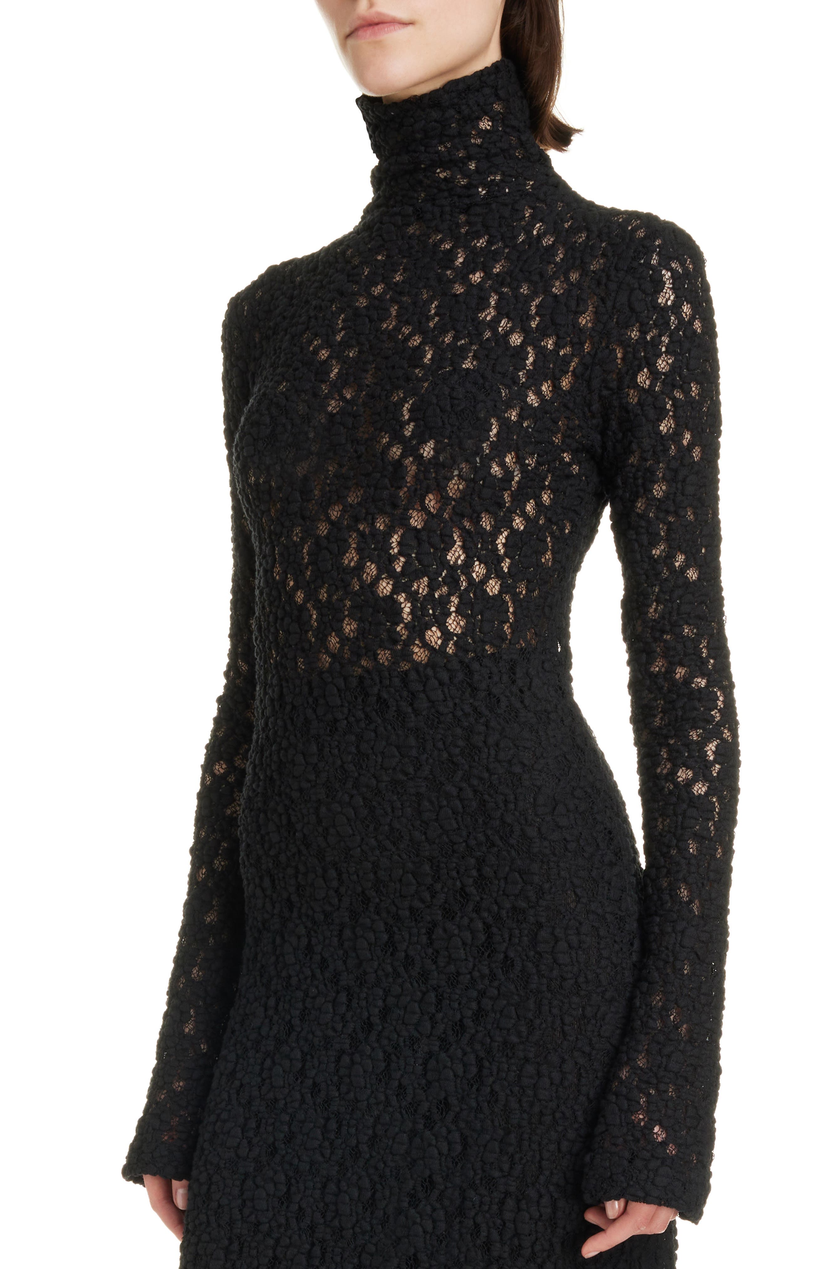 can i wear brown dress shoes with black pants Chloé Black Long Sleeve Studded Crochet Knit Midi dress main image 1